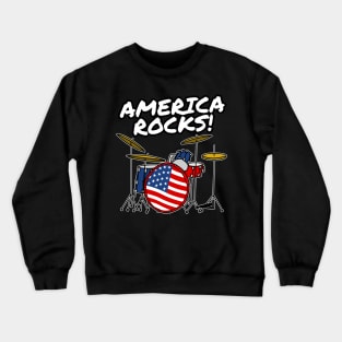 4th July Drummer America Rocks USA Flag Drums Crewneck Sweatshirt